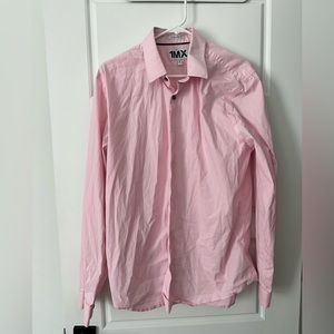EXPRESS Men 1MX Light Pink Extra Slim Fit Stretch Front Button Shirt XL